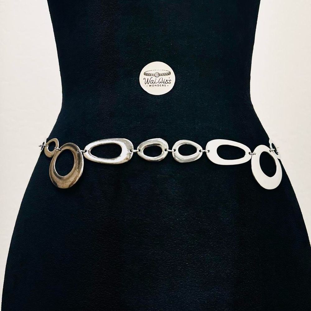 Silver tone Metal Ring Waist Chain Belt
